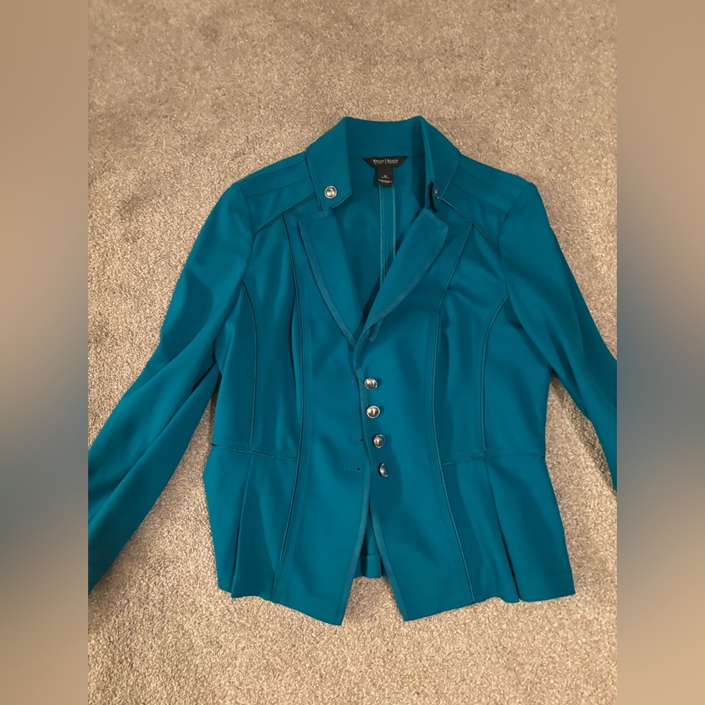 White House Black Market Teal Blazer size 12 - Picture 3 of 6